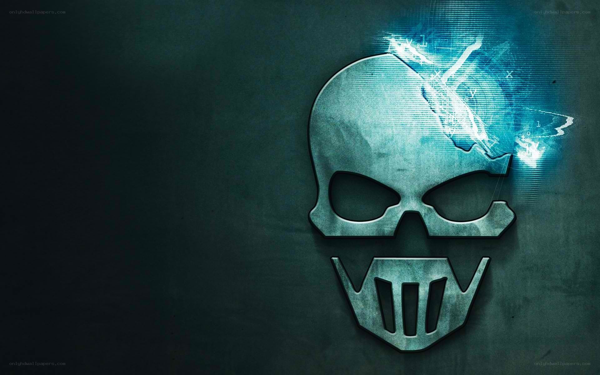 metal skull logo with energy effect