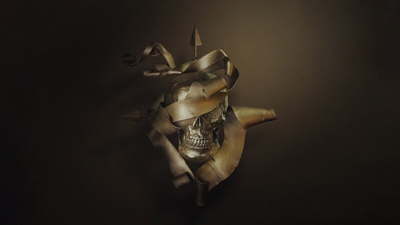 Metal Skull Sculpture — Black