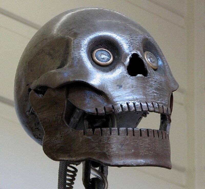 Metal Skull Sculpture
