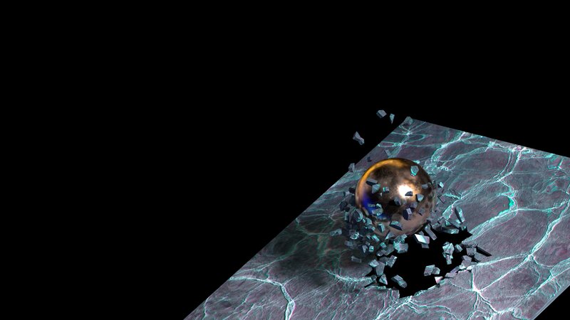 Metal Sphere Breaking Surface