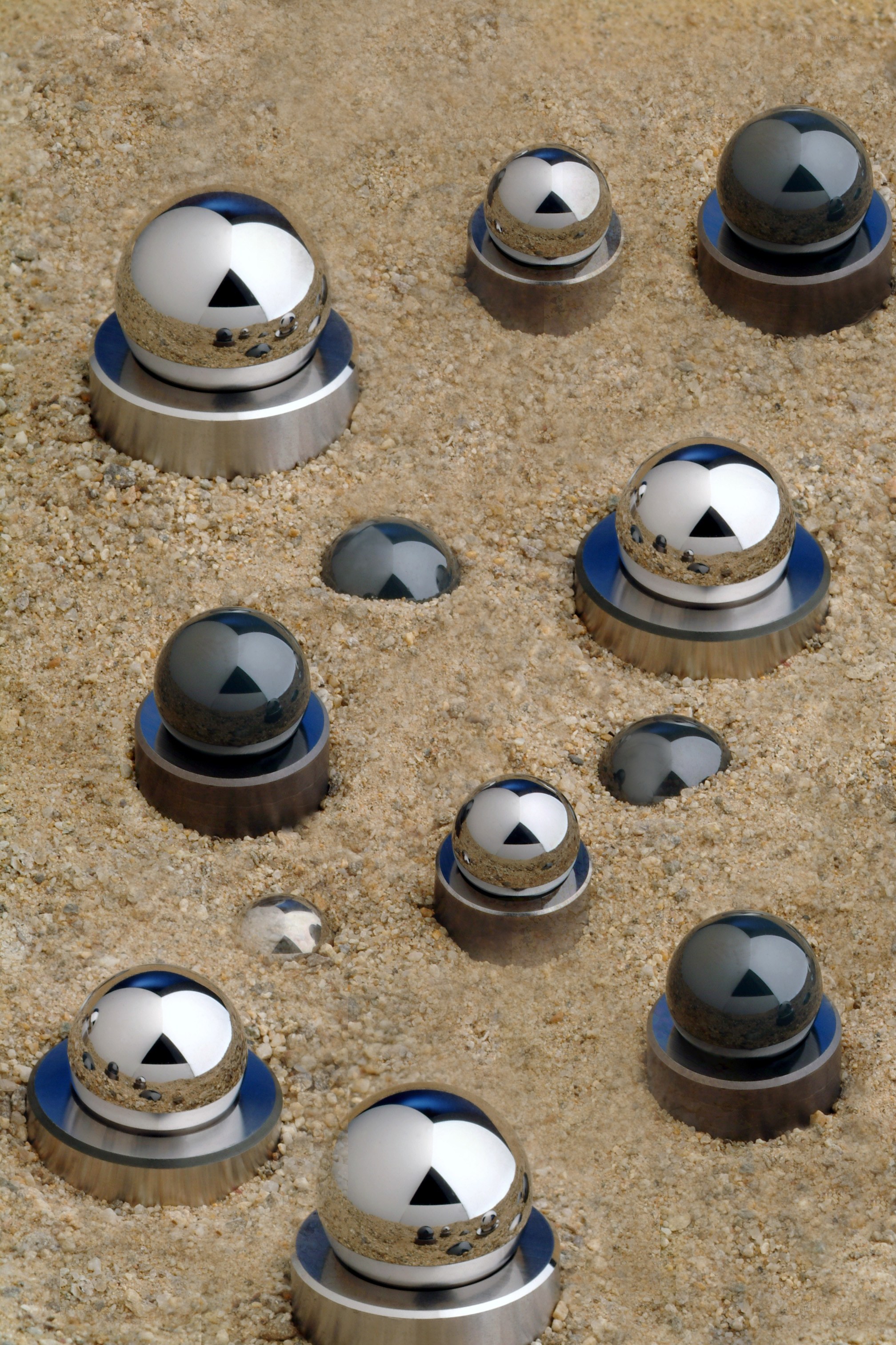 Metal spheres in sand