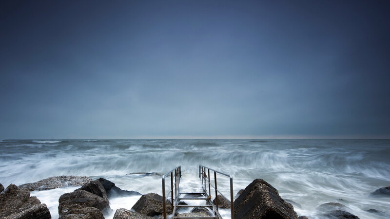 Metal Staircase to Sea