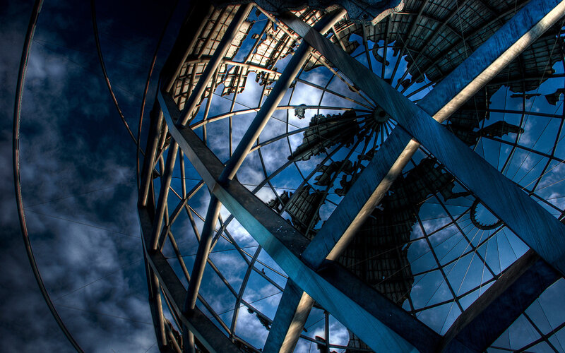 Metal structure against blue sky
