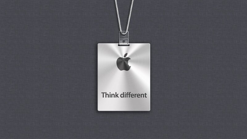 Metal Tag with Apple Logo — Silver