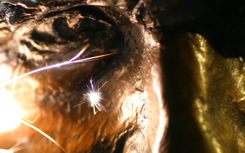 Metal welding sparks