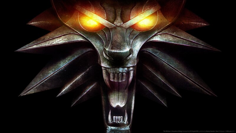 Metal Wolf Head — Black, Dramatic, Digital Art, Glowing Eyes, Fangs