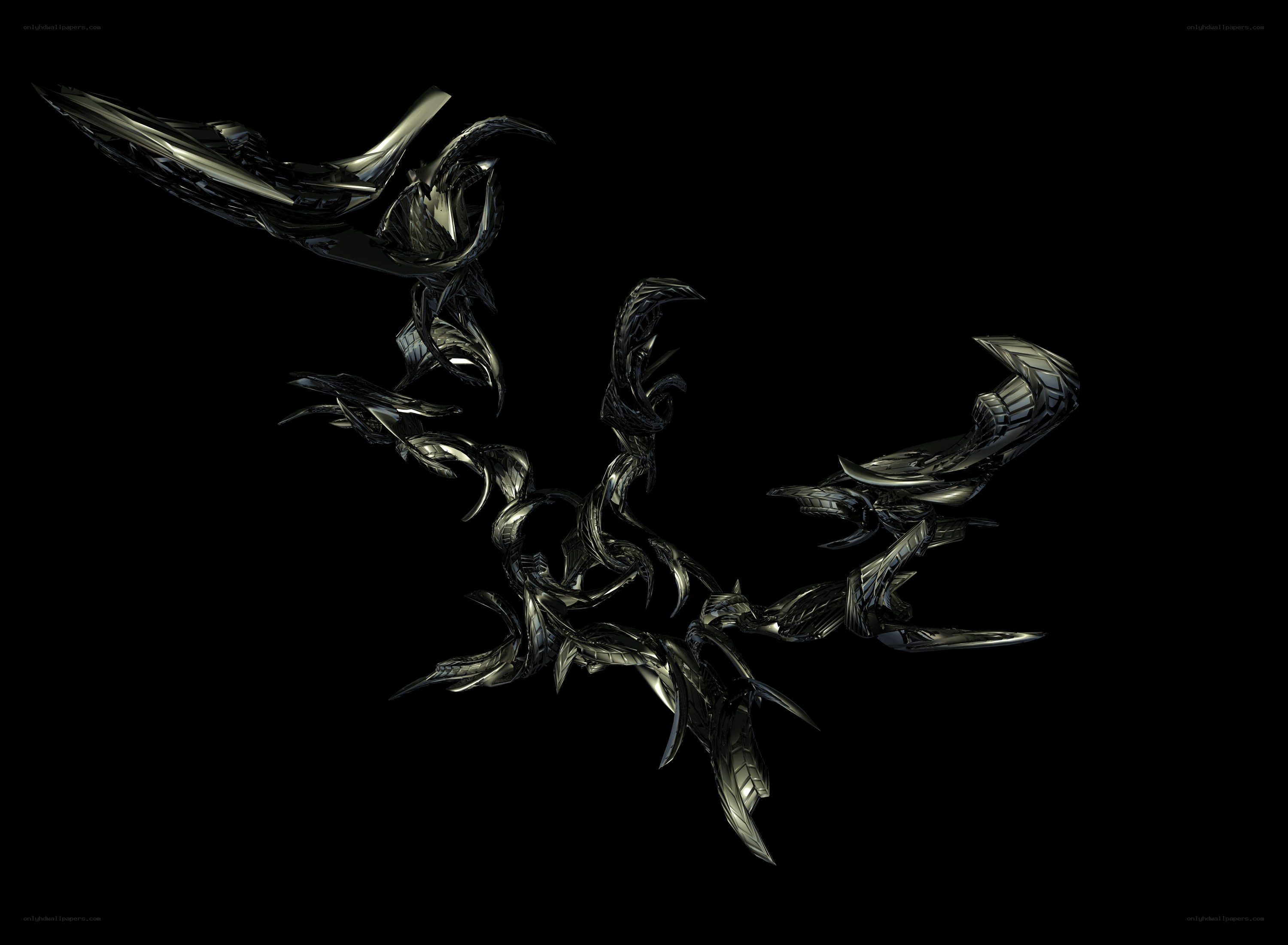 metallic abstract creature sculpture