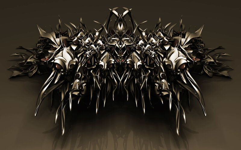 Metallic Abstract Sculpture — Black, Dark