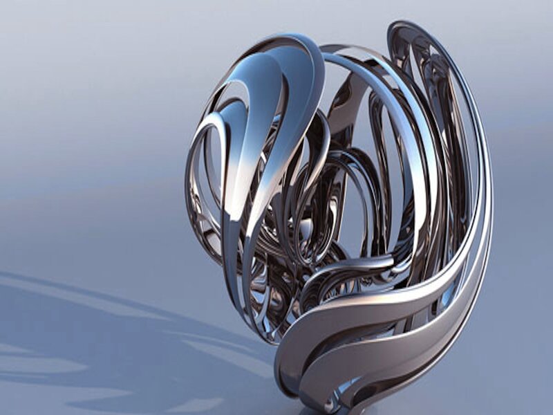 Metallic Abstract Sculpture — Silver