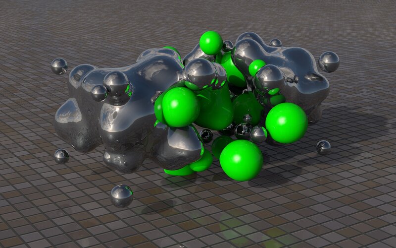 Metallic and Green Spheres