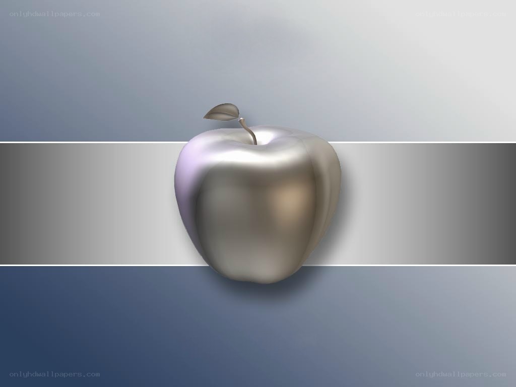 metallic apple on gradient background