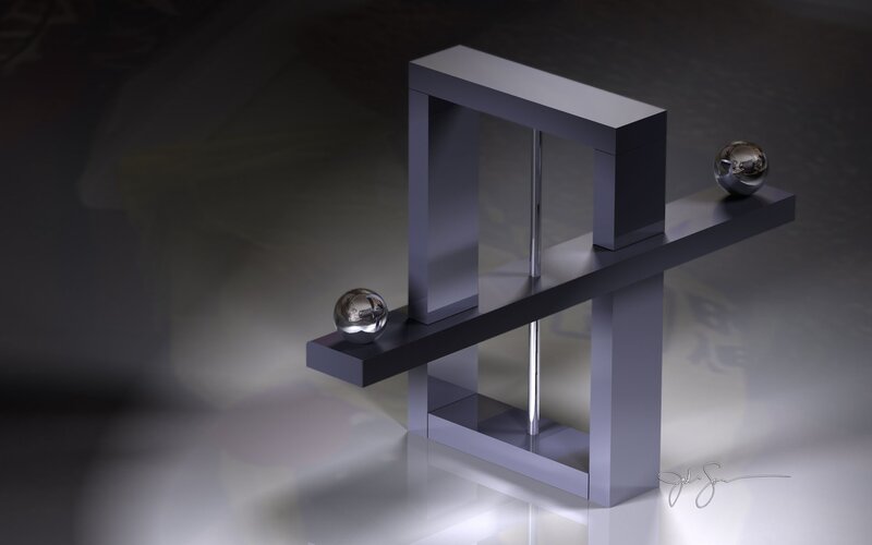 Metallic balance sculpture