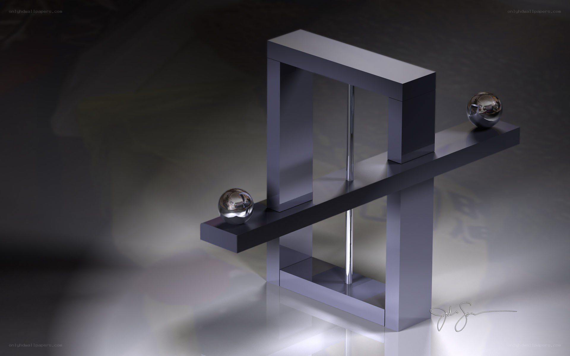 Metallic balance sculpture
