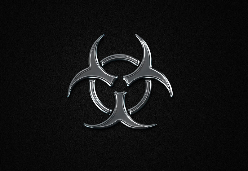 Metallic biohazard symbol