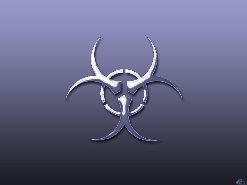 Metallic biohazard symbol