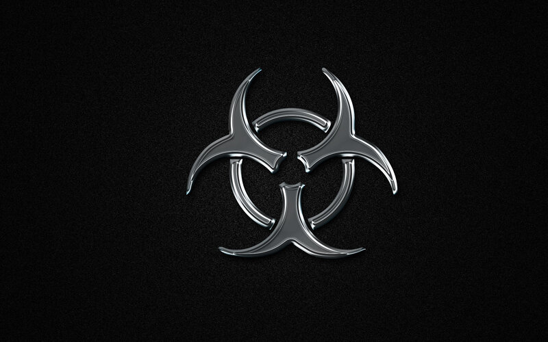 Metallic biohazard symbol