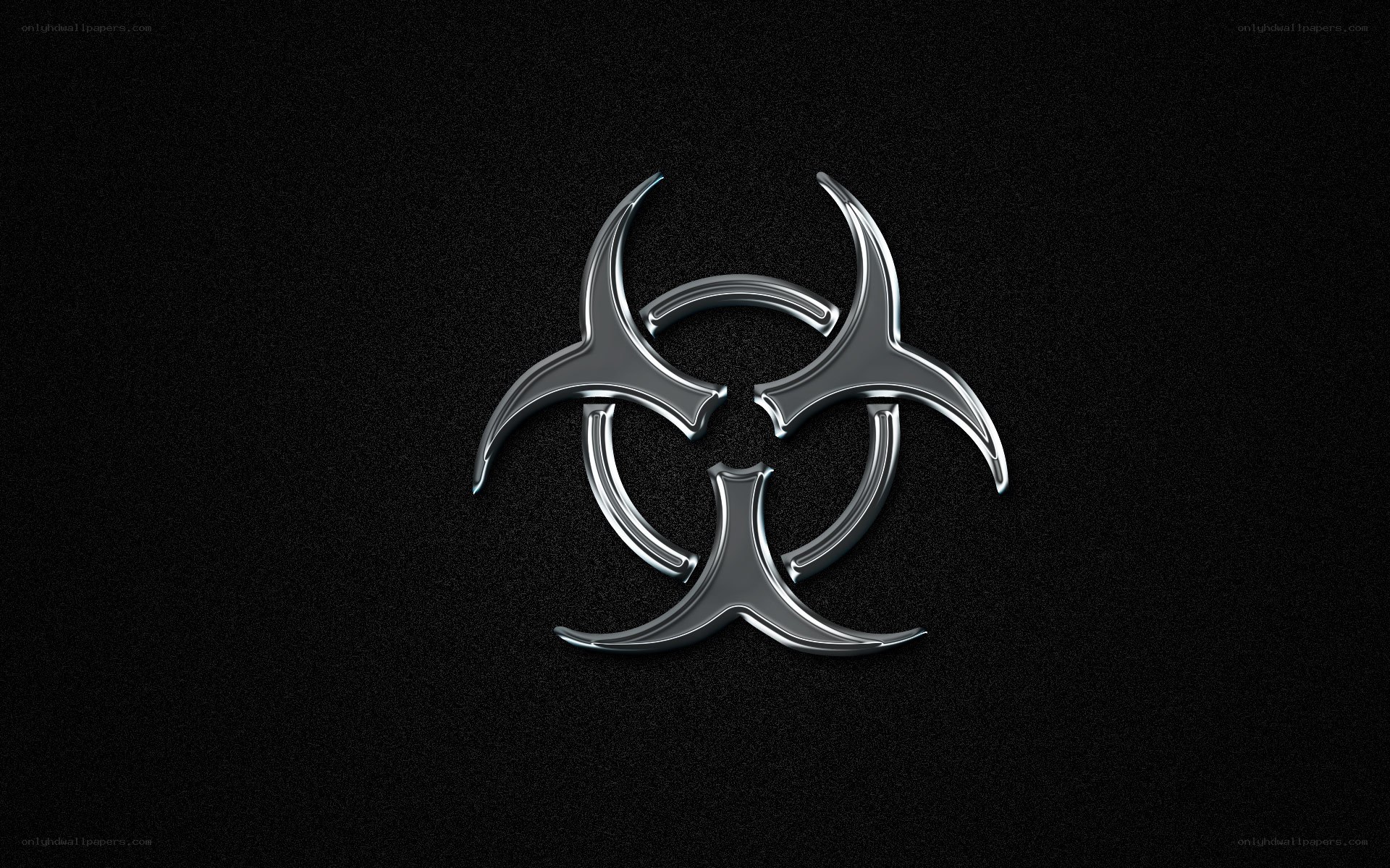 Metallic biohazard symbol