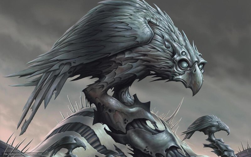 metallic bird creature