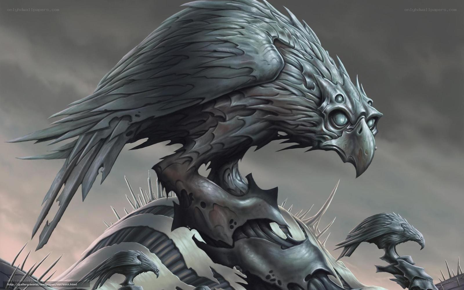 metallic bird creature