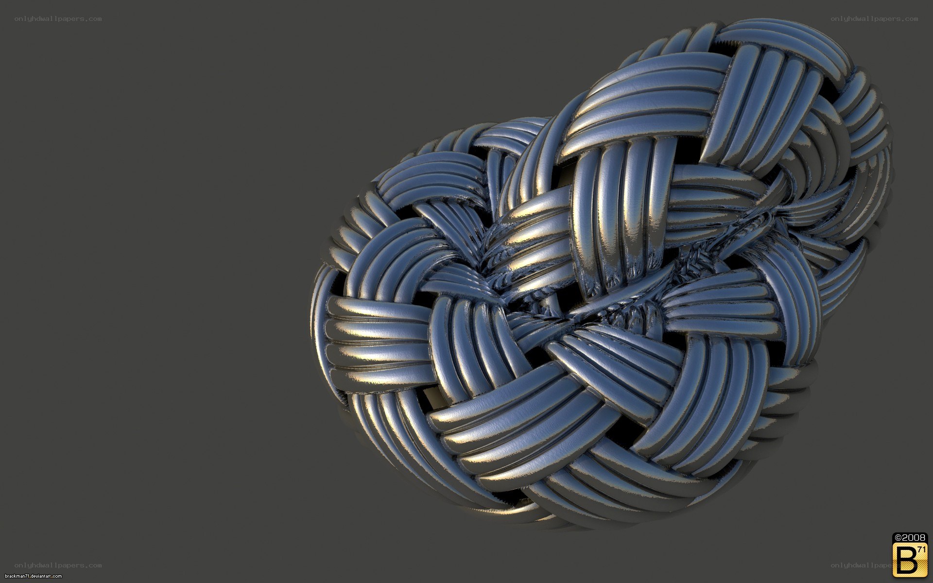 metallic braided knot sculpture