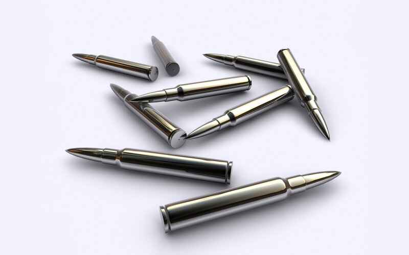 Metallic Bullets on White — Silver