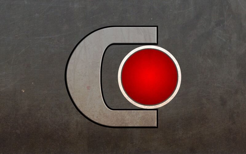 metallic C logo with red circle