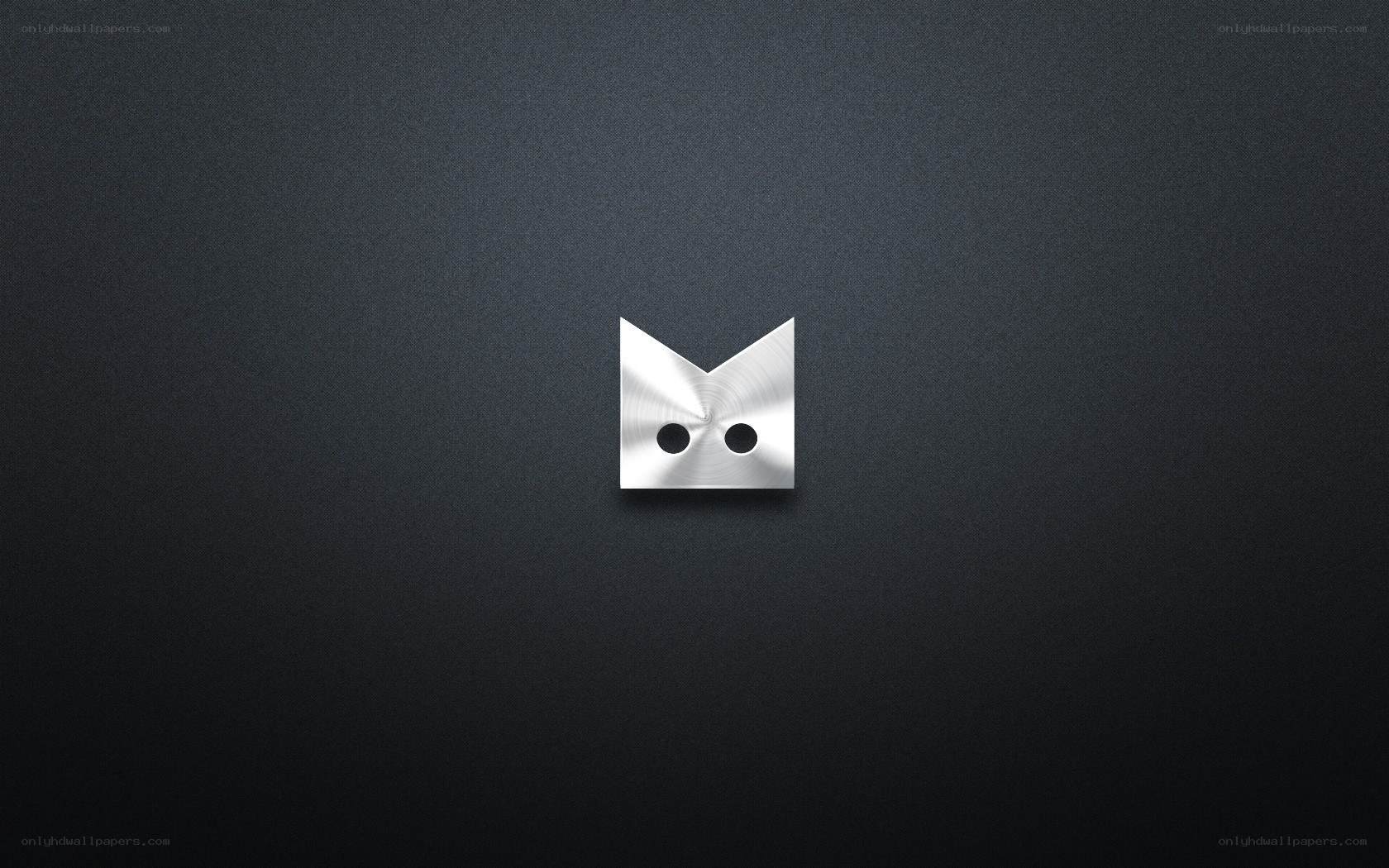 metallic cat logo on dark background