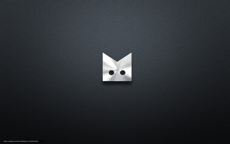 Metallic cat logo on dark background