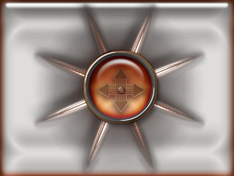 metallic compass emblem