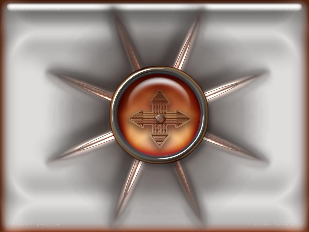 metallic compass emblem