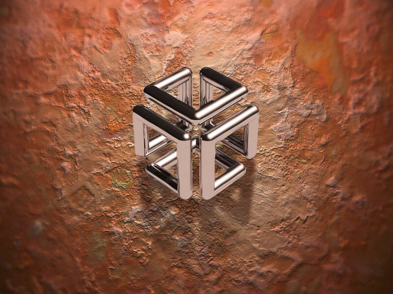 Metallic Cube Sculpture