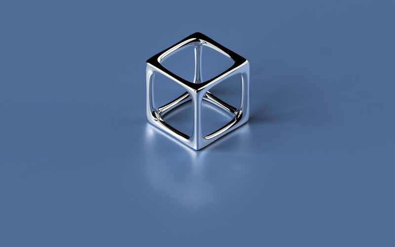 Metallic Cube Structure — Blue