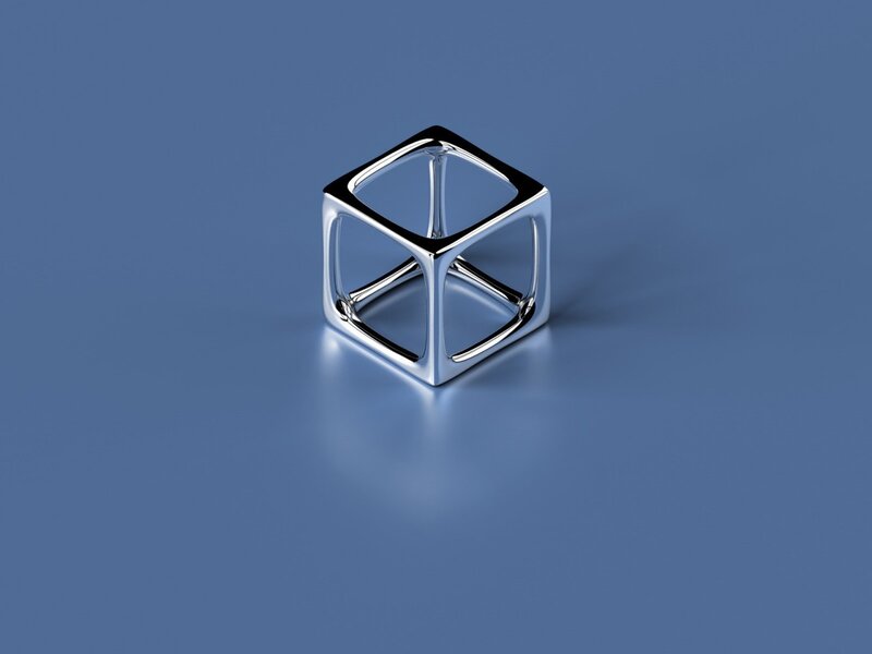 Metallic Cube Structure — Minimalist