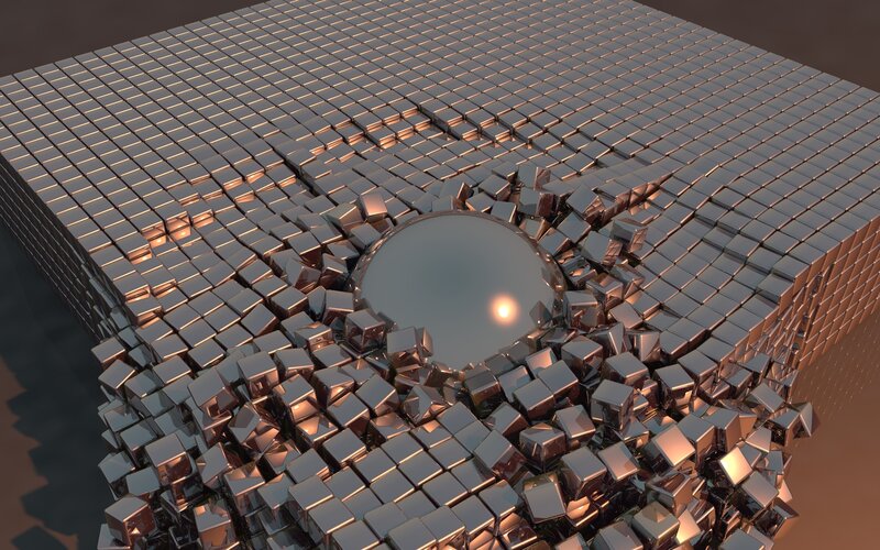 Metallic Cubes Breaking