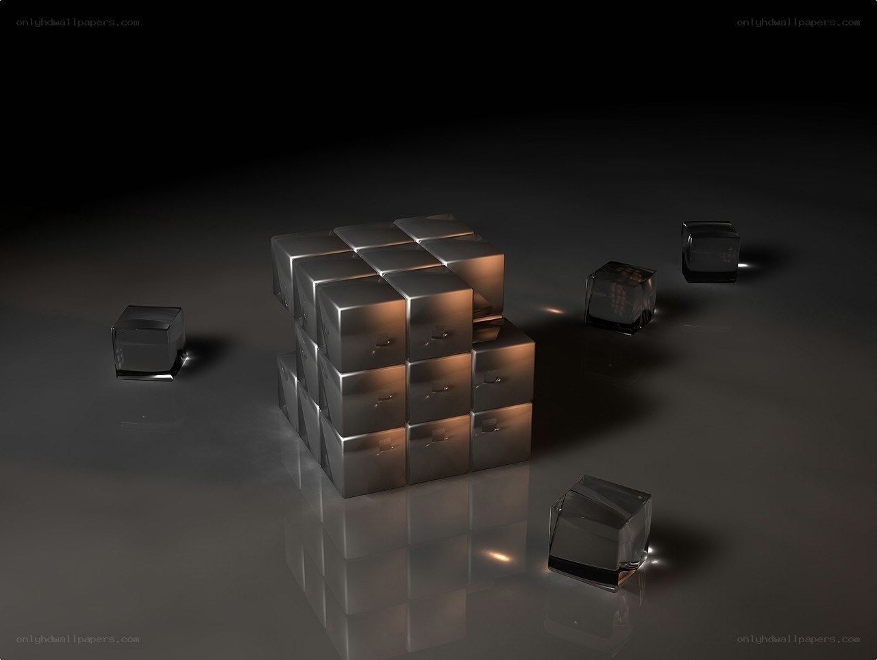 Metallic cubes in dark space