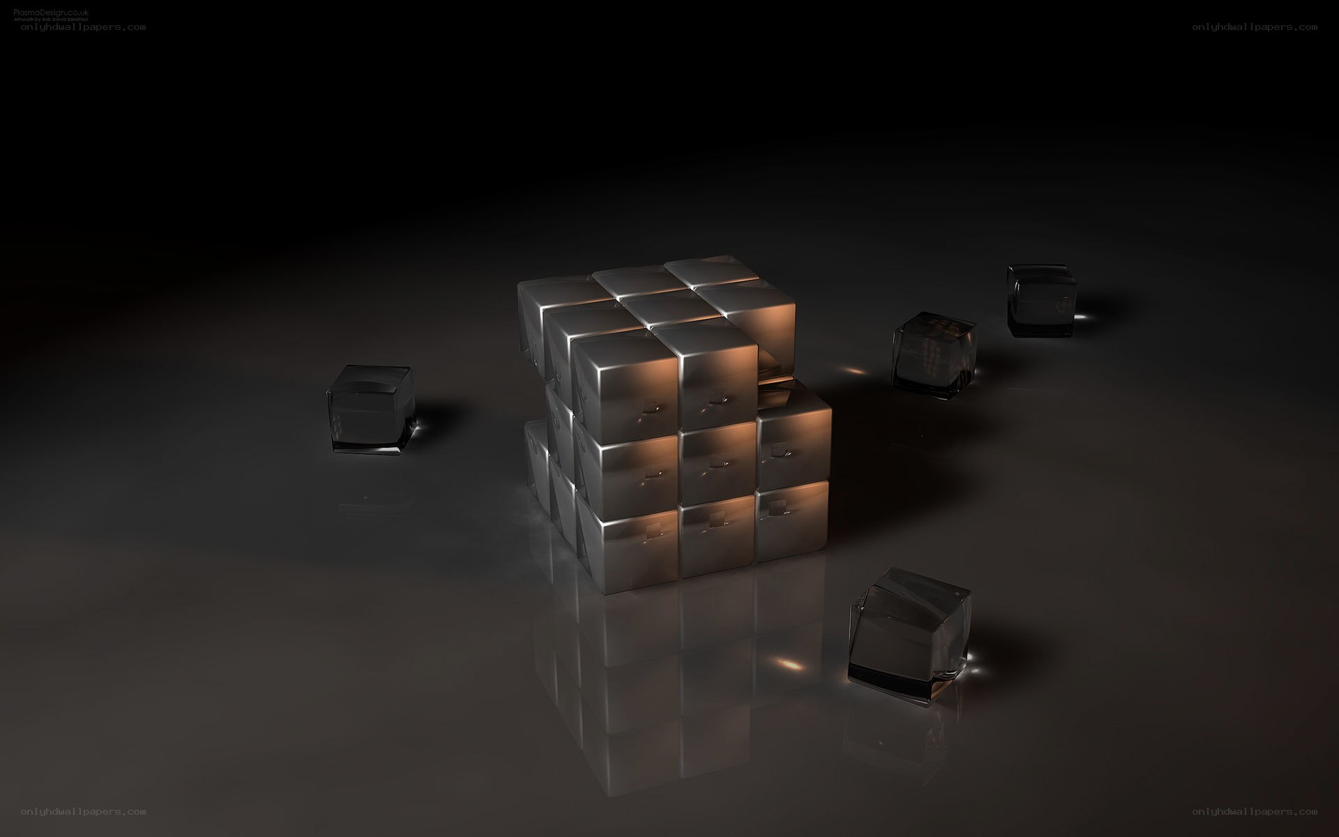 Metallic cubes in dark space
