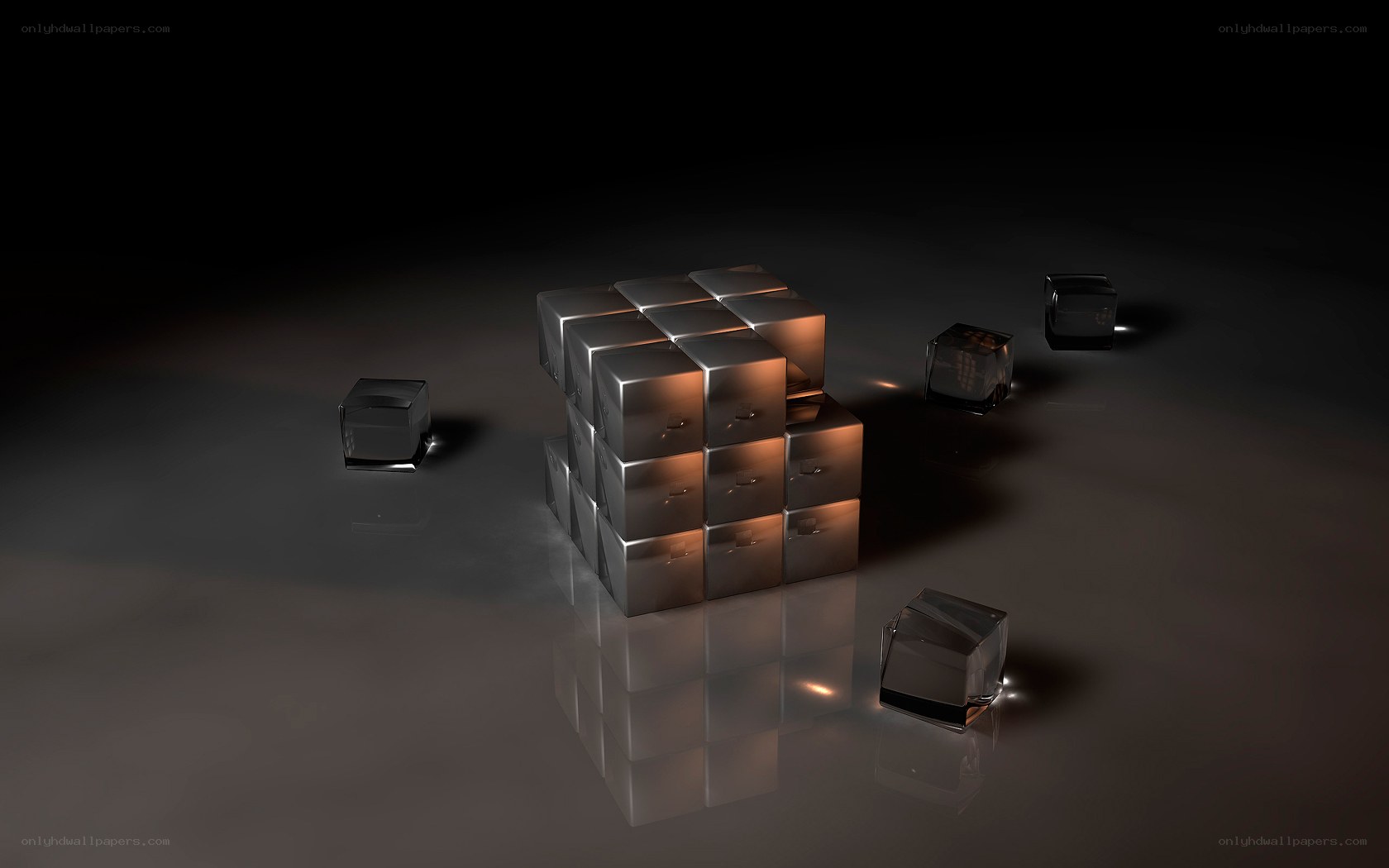 Metallic cubes in dark space