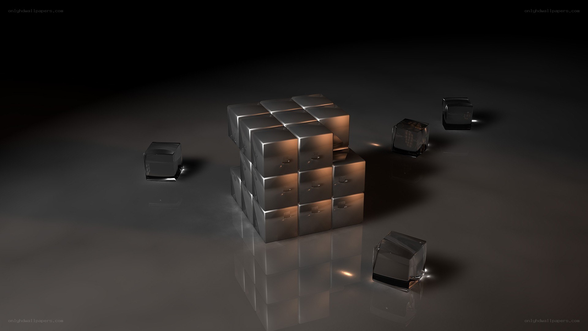 Metallic cubes in dark space