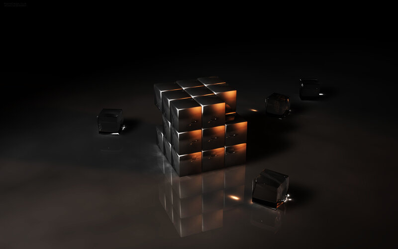 Metallic Cubes on Dark Surface — Black
