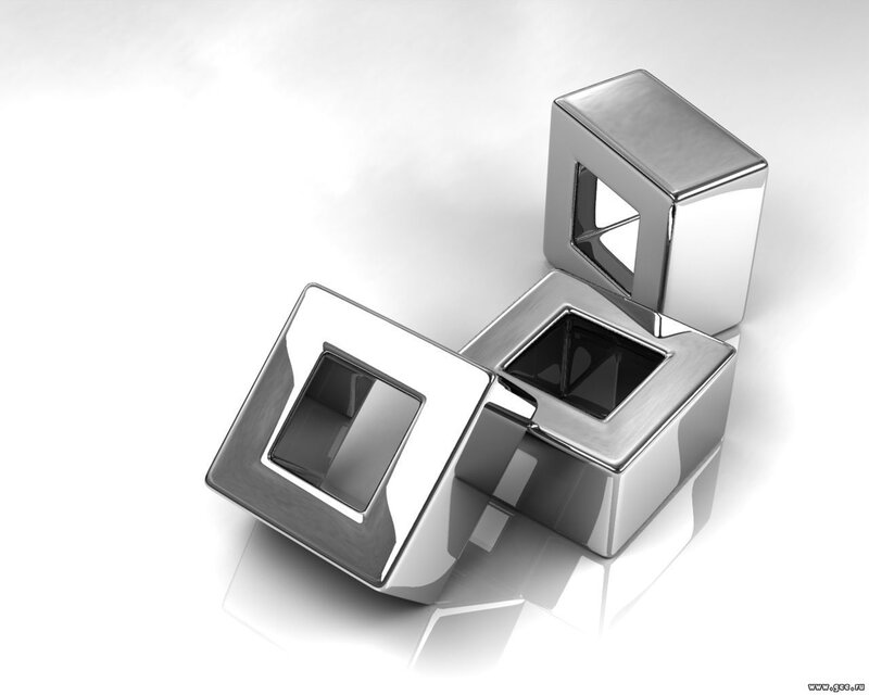 Metallic Cubes on White — Minimalist, 3d Render