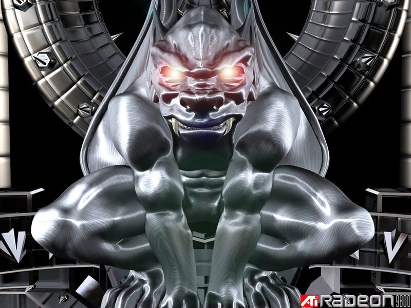Metallic demon statue