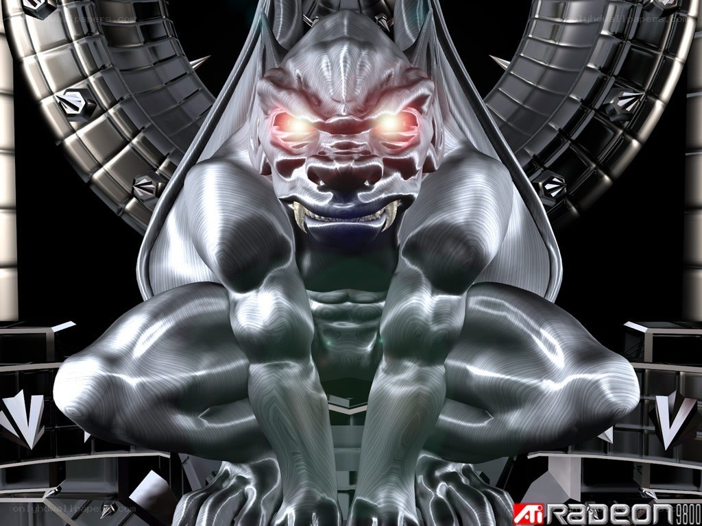 Metallic demon statue