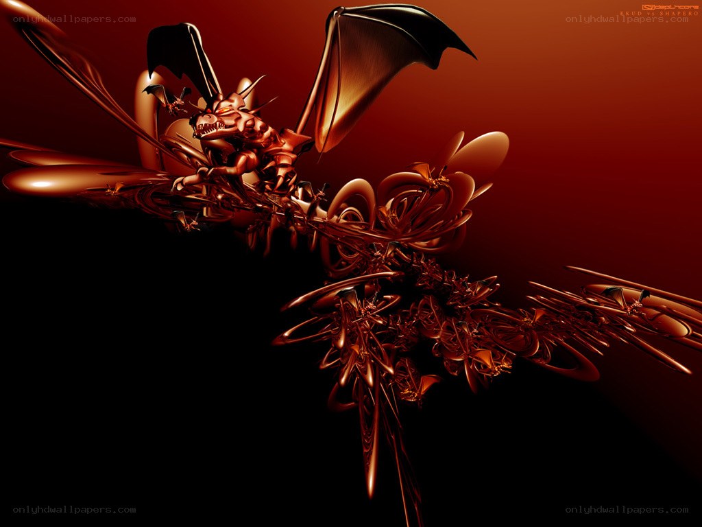 metallic dragon fractal artwork