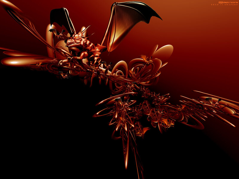 Metallic dragon in flight