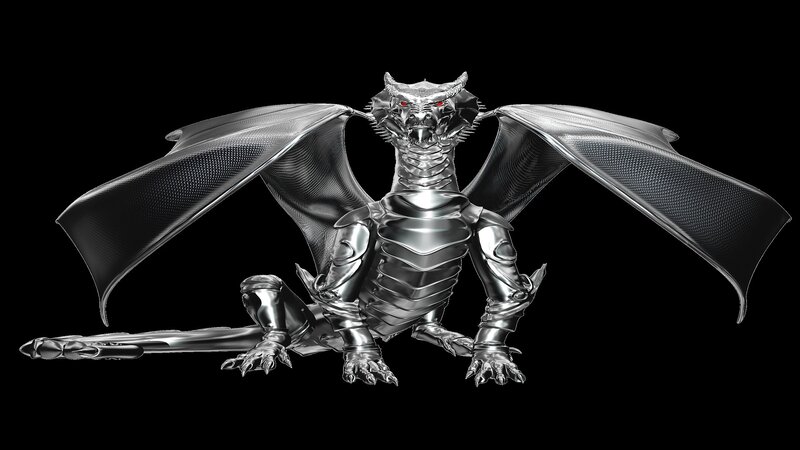 metallic dragon sculpture