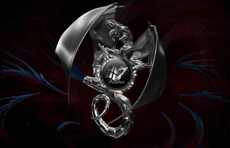 Metallic dragon with Windows logo