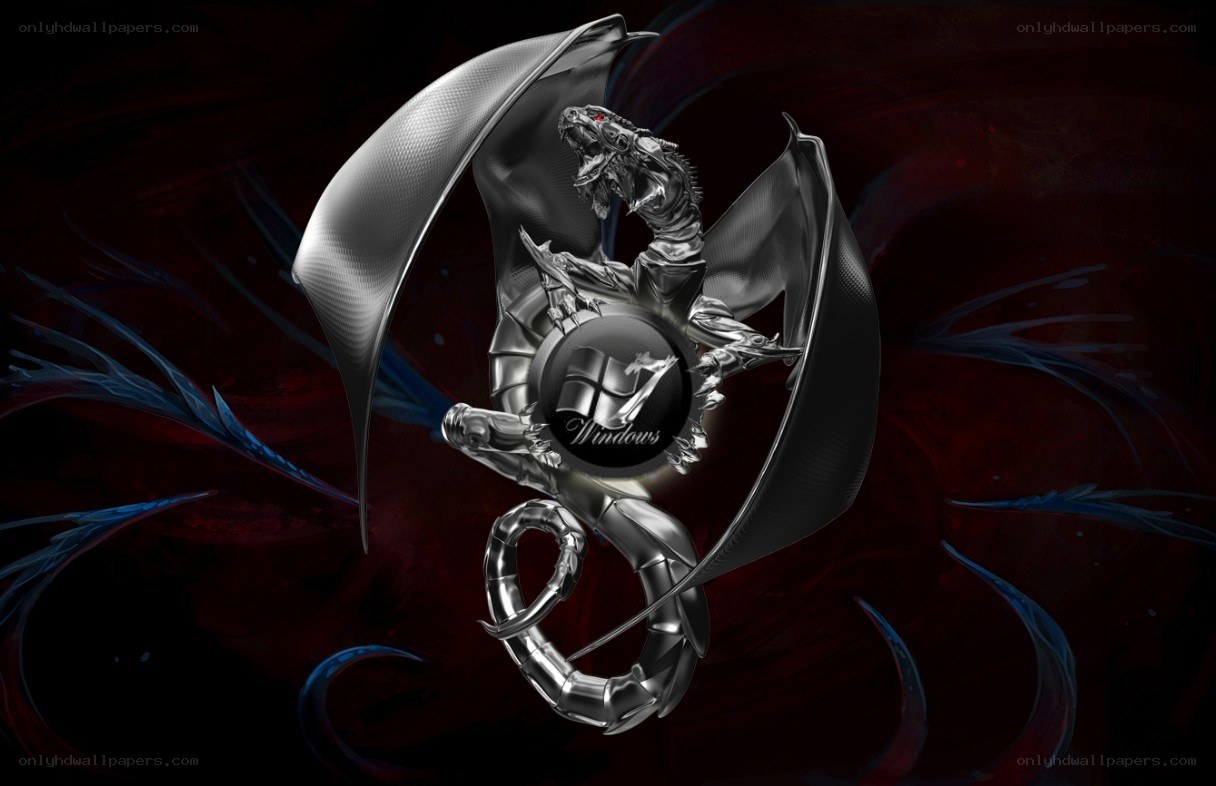Metallic dragon with Windows logo
