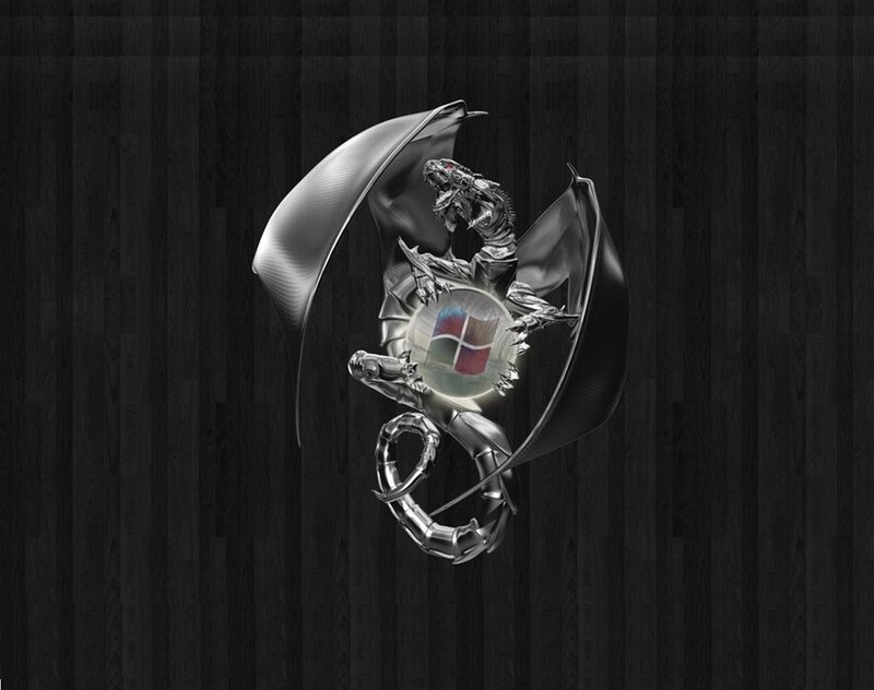 Metallic dragon with Windows logo