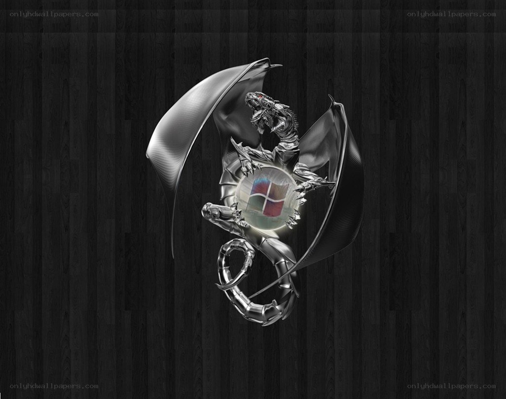 Metallic dragon with Windows logo