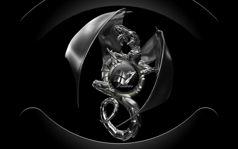 Metallic dragon with Windows logo